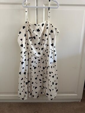 As U Wish Cream Dress with Black Heart Print